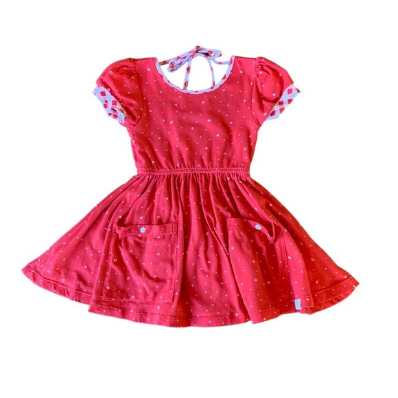 OMI JO ABC Billow Dress Girls 2 2T Red Twirl Dress WDW Alphabet Stars Pockets - Picture 1 of 6